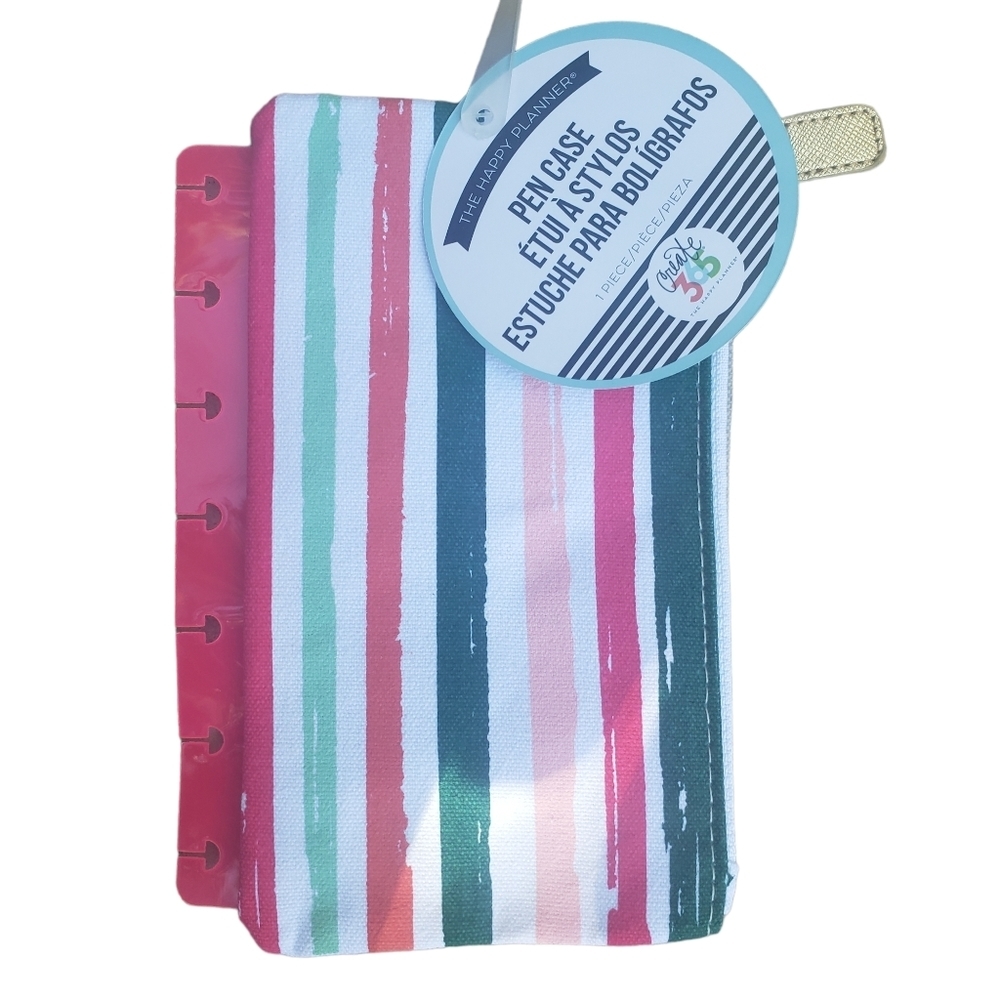 𝅺the HAPPY PLANNER Pen Case Pouch Snap-In Colorful Stripes Mini NWT - Picture 2 of 2
